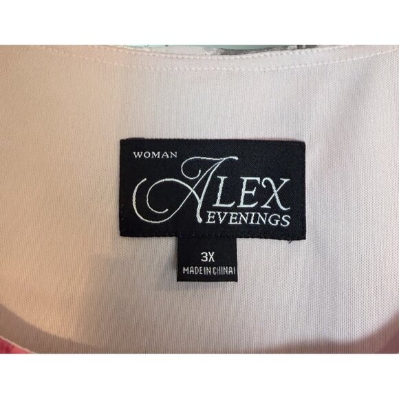 Alex Evenings Size 3X Chiffon Blouse Pink Layers Asymmetrical Floral NEW - Picture 8 of 11